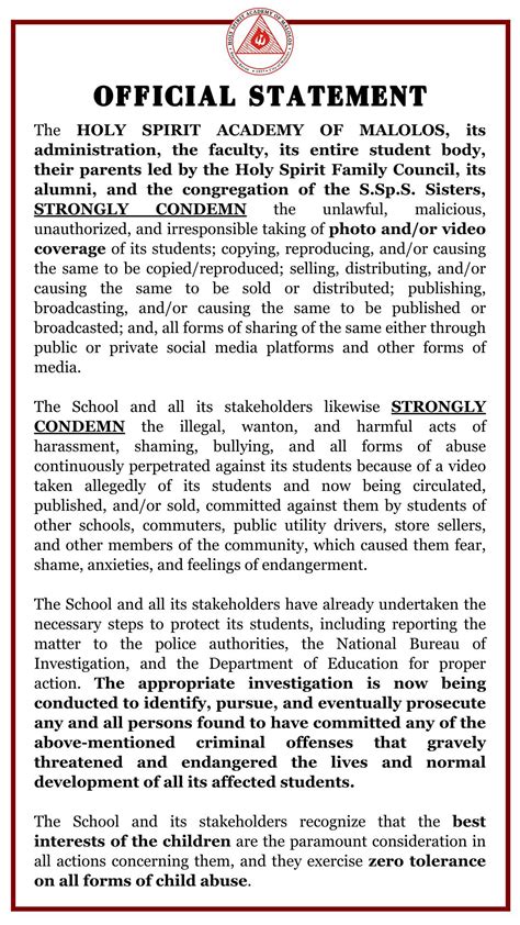 holy spirit malolos scandal video|OFFICIAL STATEMENT The .